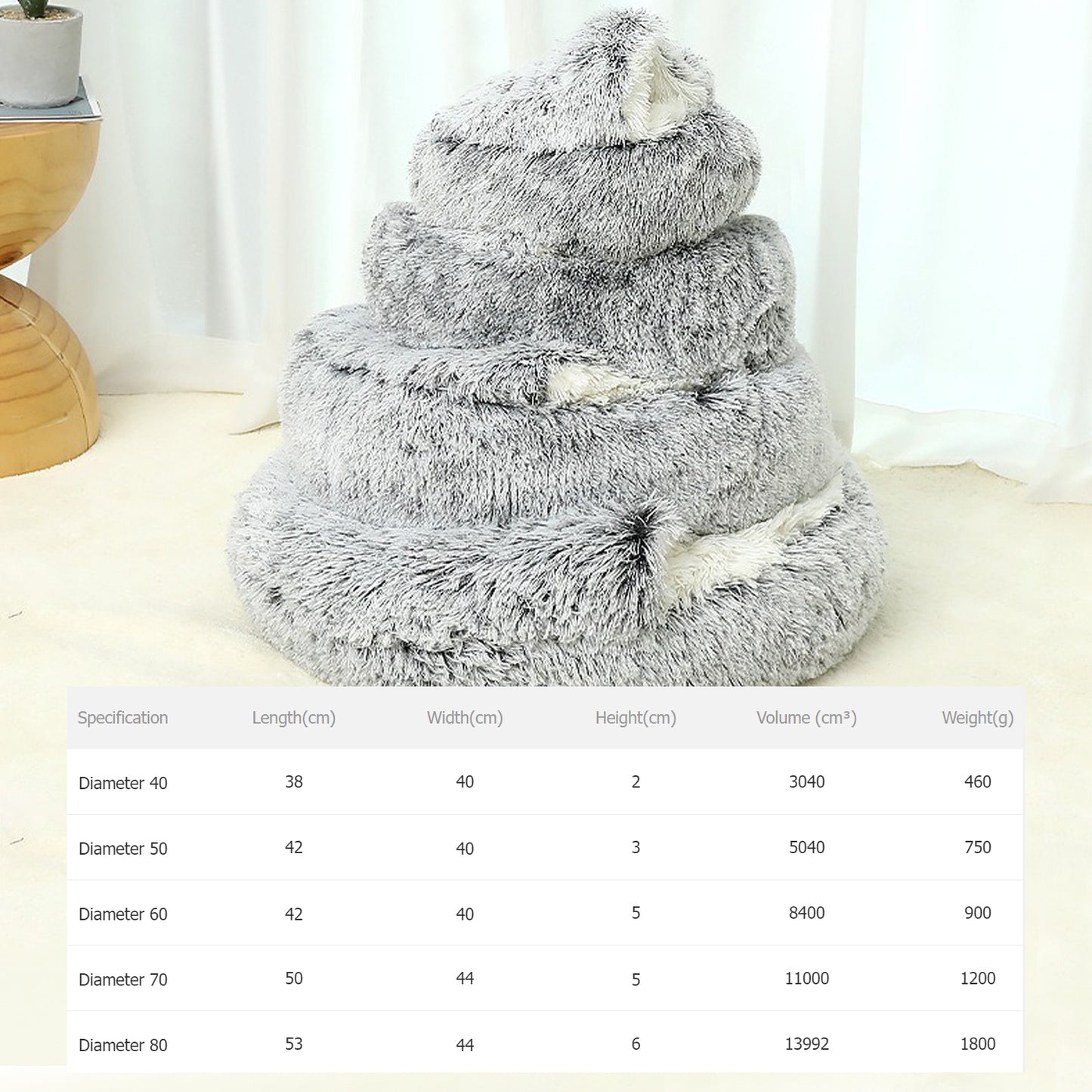 Luxurious Plush Round Cat Bed Cat Bed Round Soft Plush Burrowing Cave Hooded Cat Bed Donut For Dogs Cats - Semi-Enclosed For Cozy Warmth, Easy-Clean