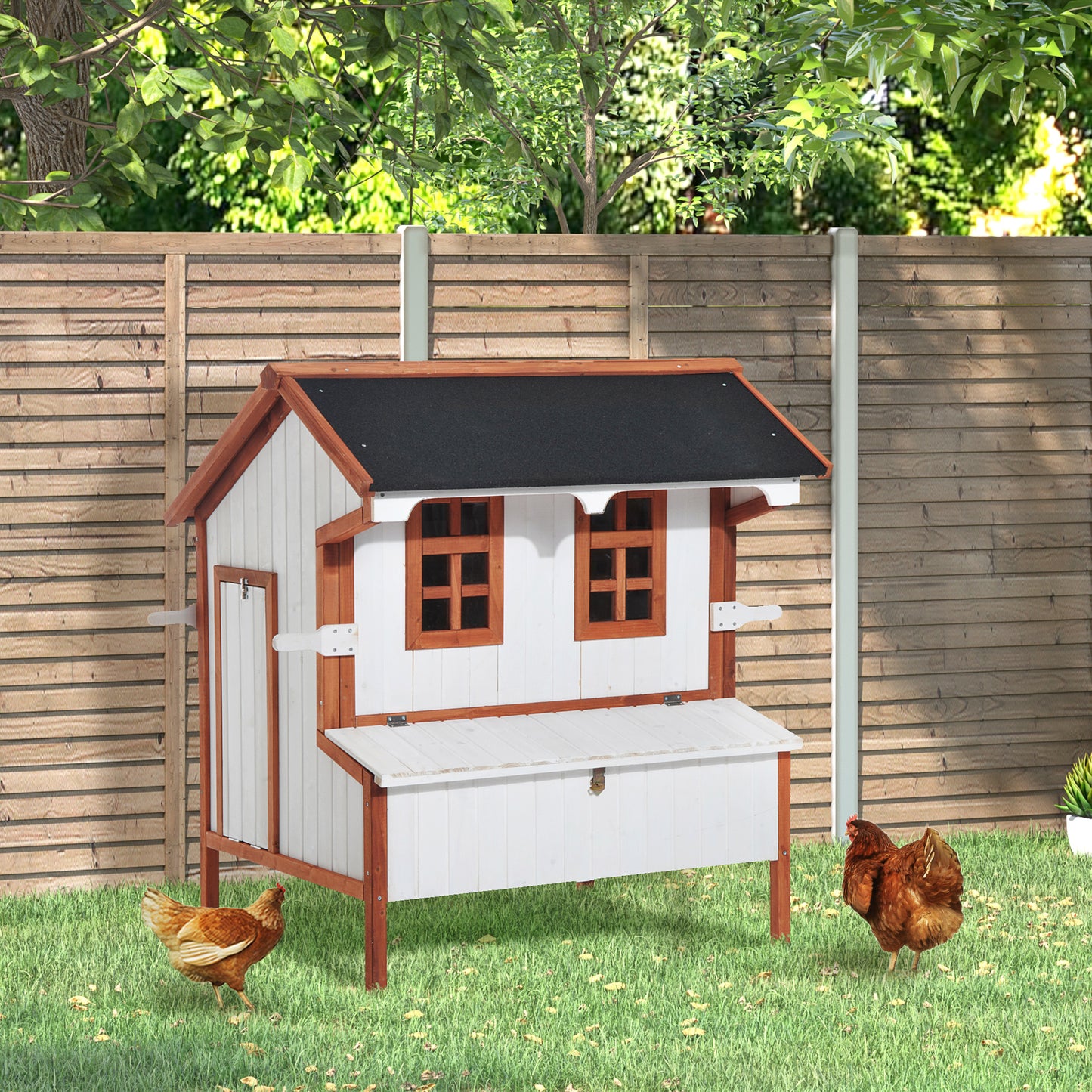 47" Chicken Coop Chicken House Rabbit Hutch Raised Poultry Cage Portable Hen Pen Backyard with Nesting Box and Handles