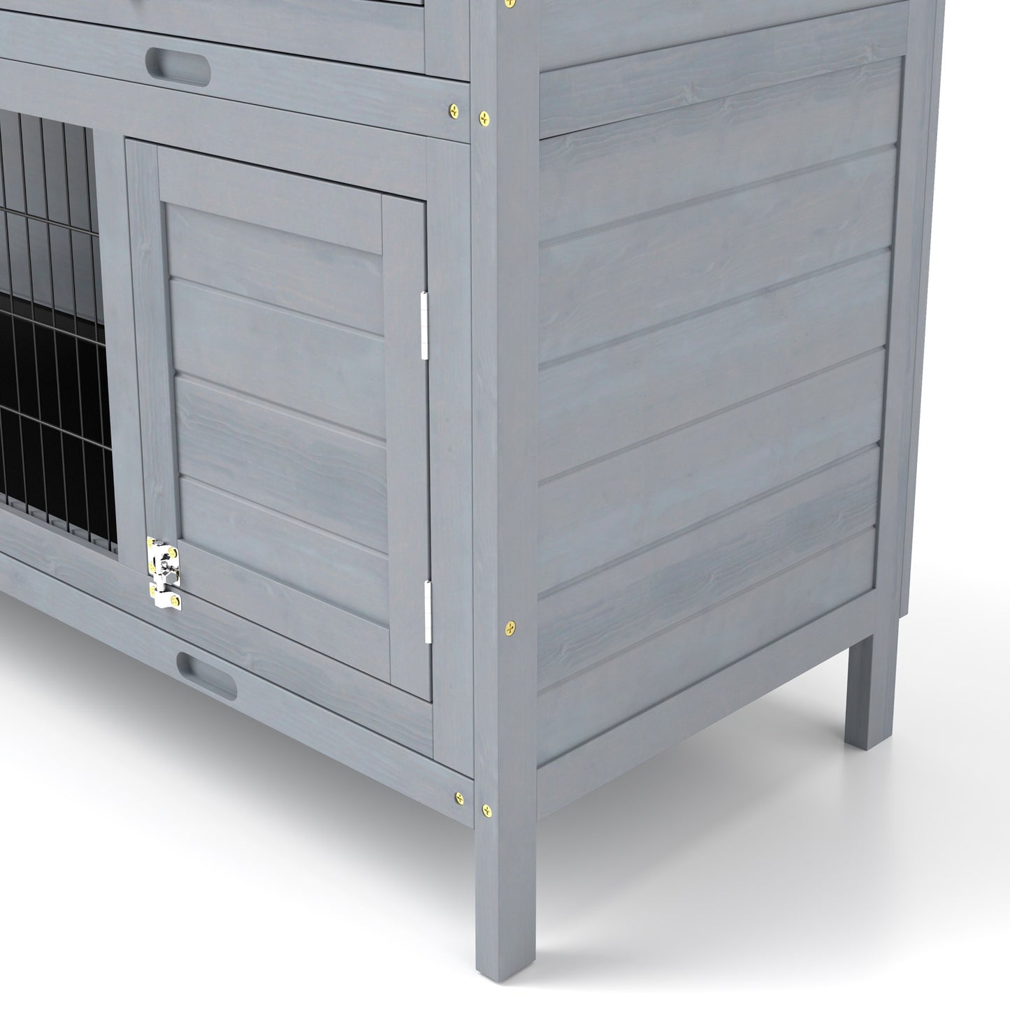 54" 2-Story Large Rabbit Hutch Bunny Cage Pet House Small Animal Habitat with Lockable Doors