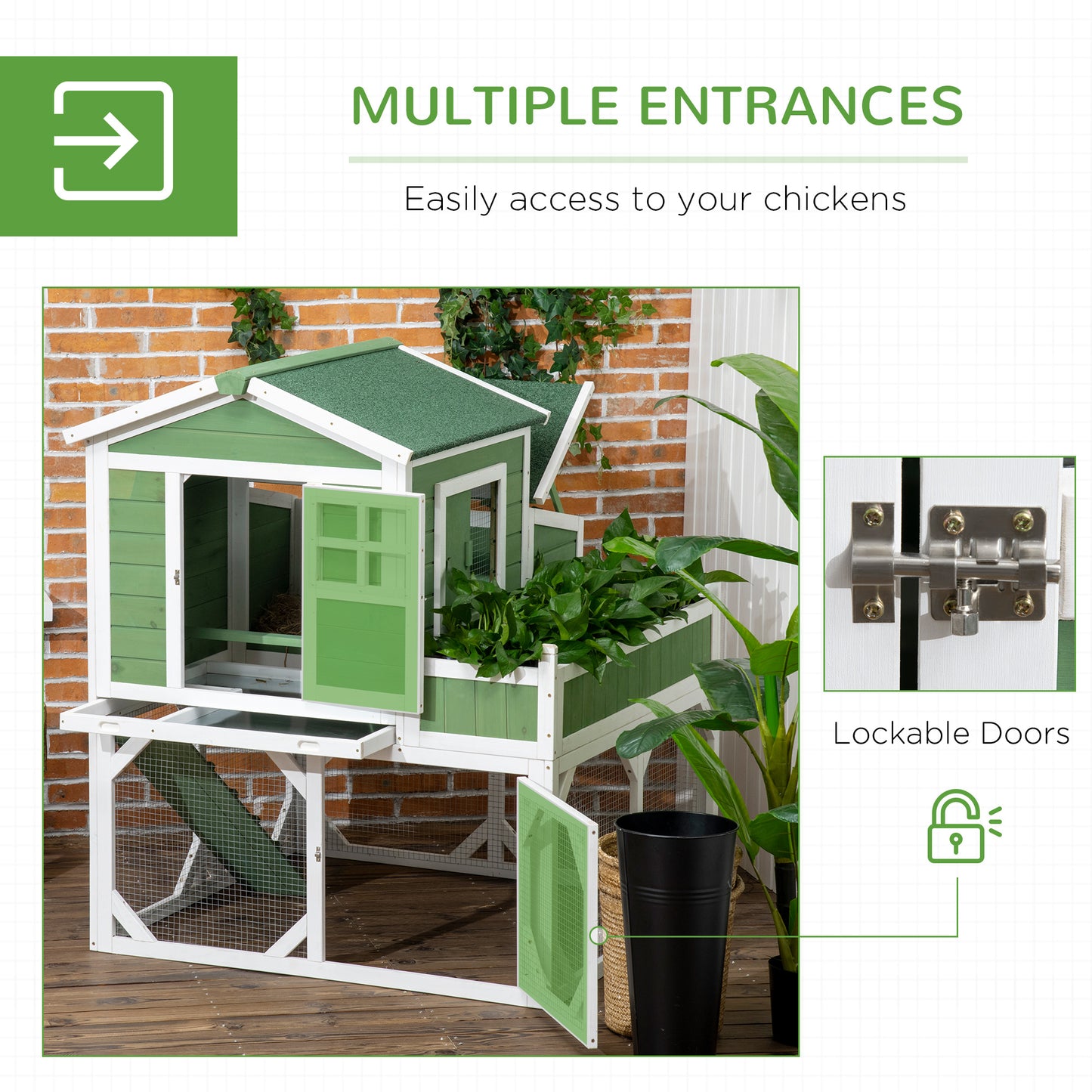 49" Small Chicken Coop Hen House with Garden Space