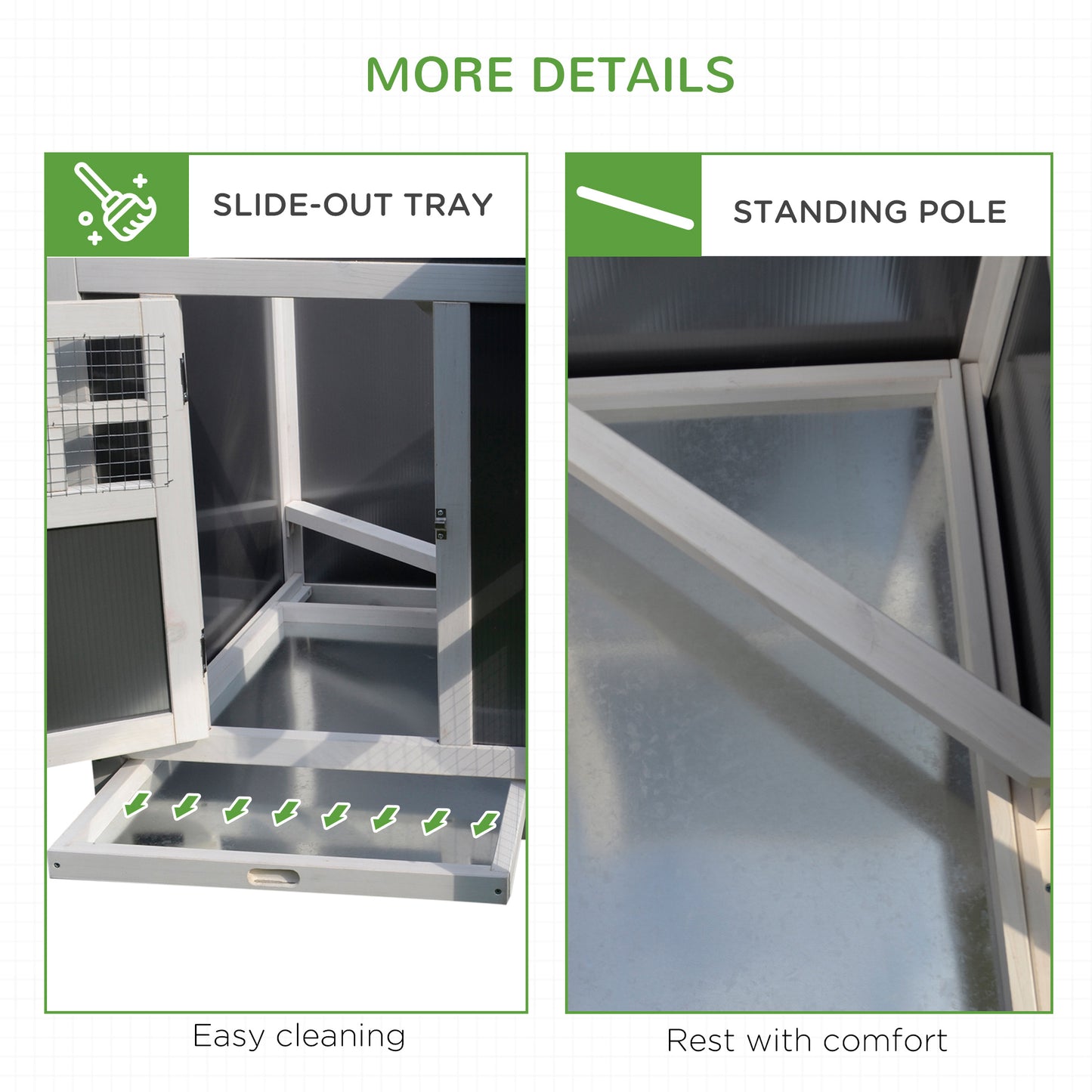 32" Luxury Large Outdoor Open Covered Chicken Coop House with Run and Nesting Box and