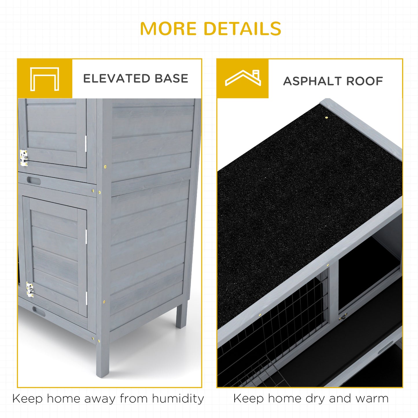 54" 2-Story Large Rabbit Hutch Bunny Cage Pet House Small Animal Habitat with Lockable Doors