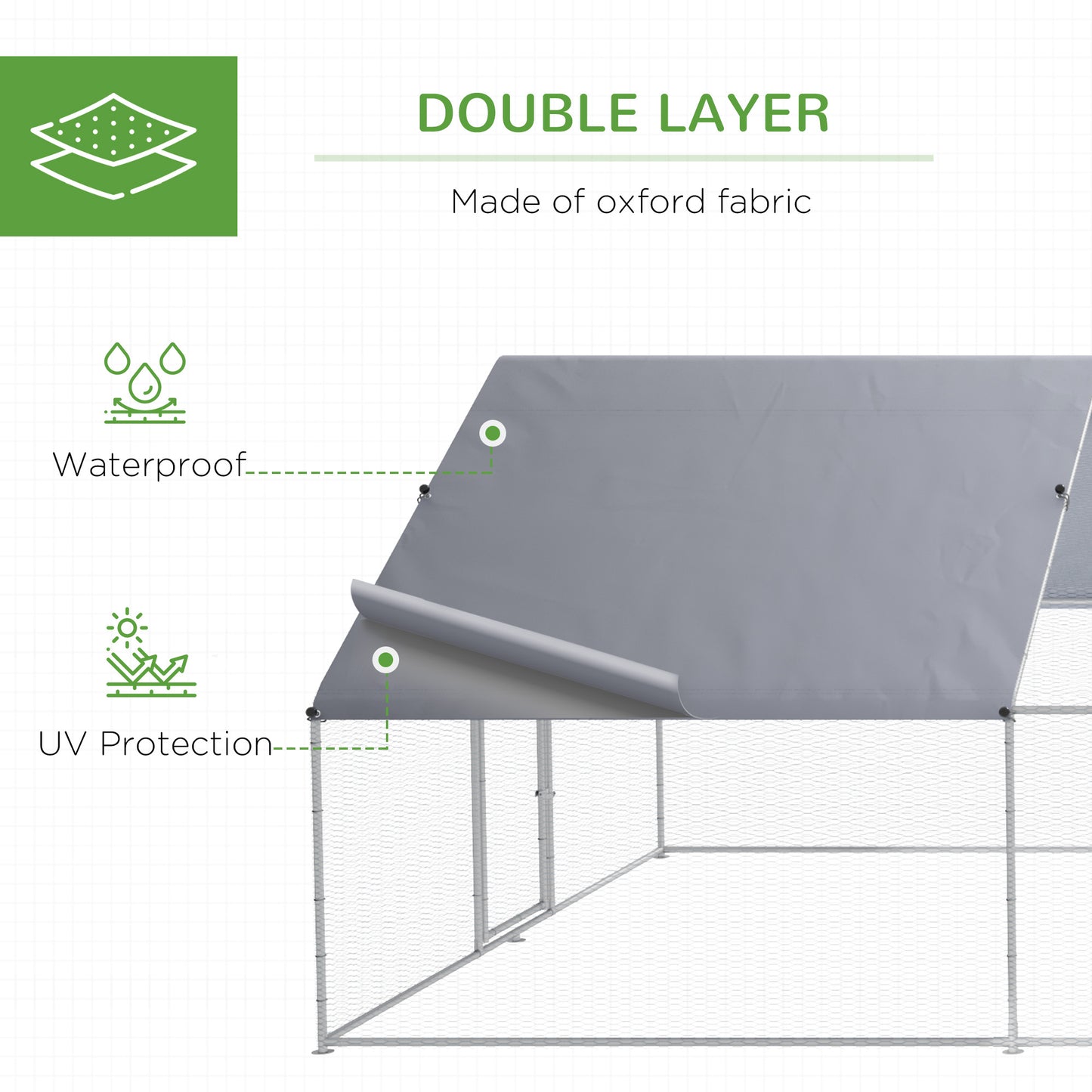 Large Chicken Coop Chicken Run with Waterproof and Anti-UV Cover