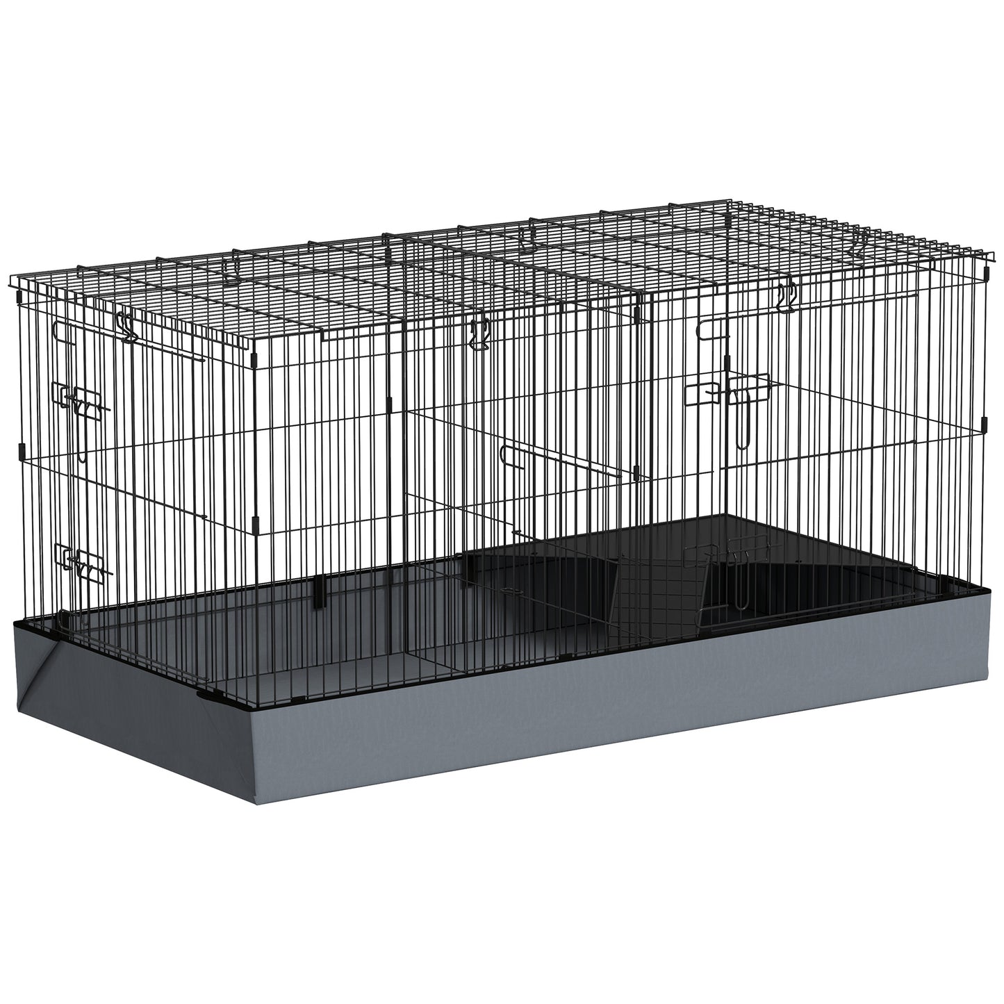 PawHut 2 In 1 Guinea Pig Cage, Rabbit Cage Pet Playpen With 2 Separate Area, Waterproof Oxford Fabric Floor For Hedgehogs