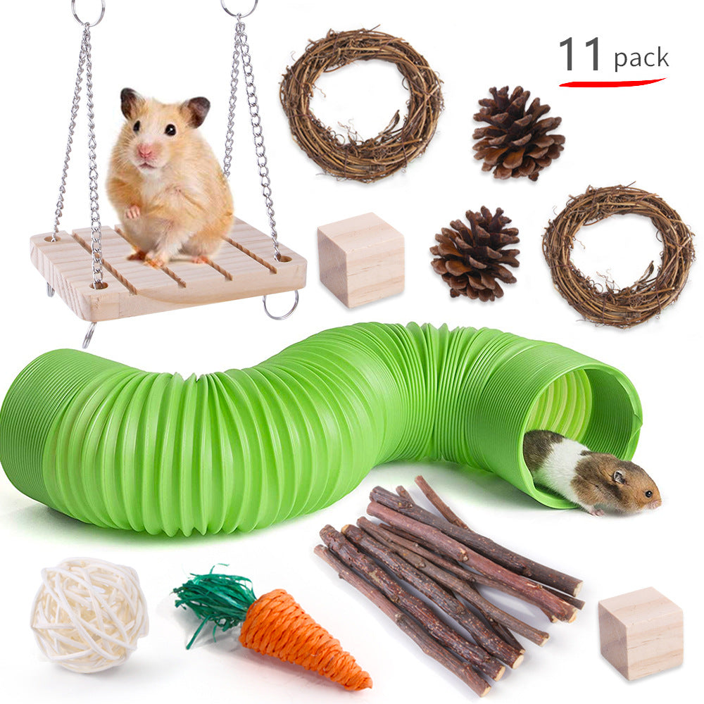 Pet Rabbit Guinea Pig Parrot Playing Molar Wooden Supplies Combination