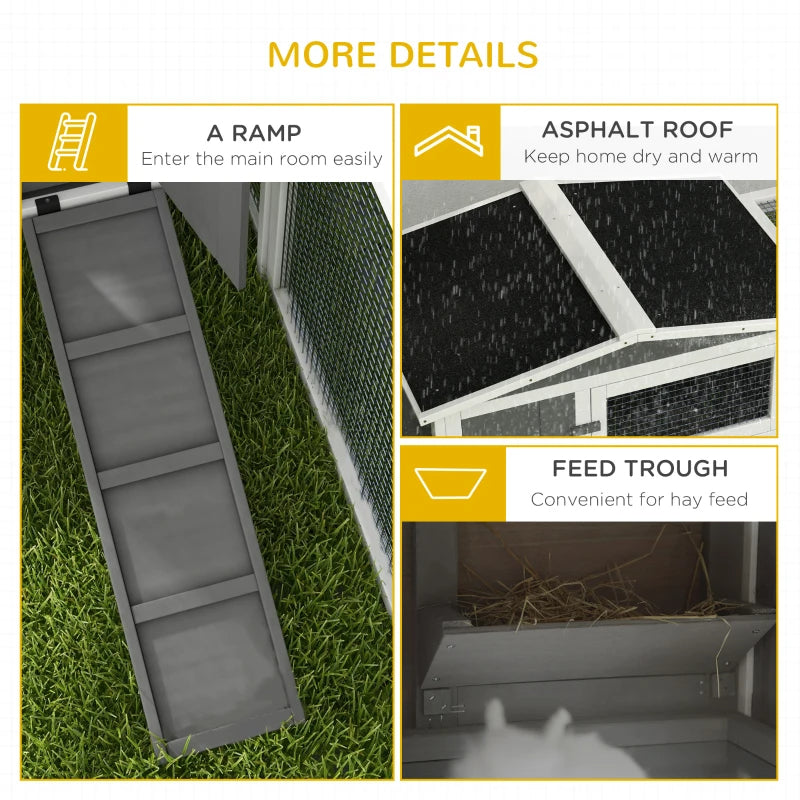 Hutch 2-Story Bunny Cage, Guinea Pig Cage Indoor Outdoor, Small Animal House With Slide Out Tray, For Rabbits, Chickens, Ducks Light Gray