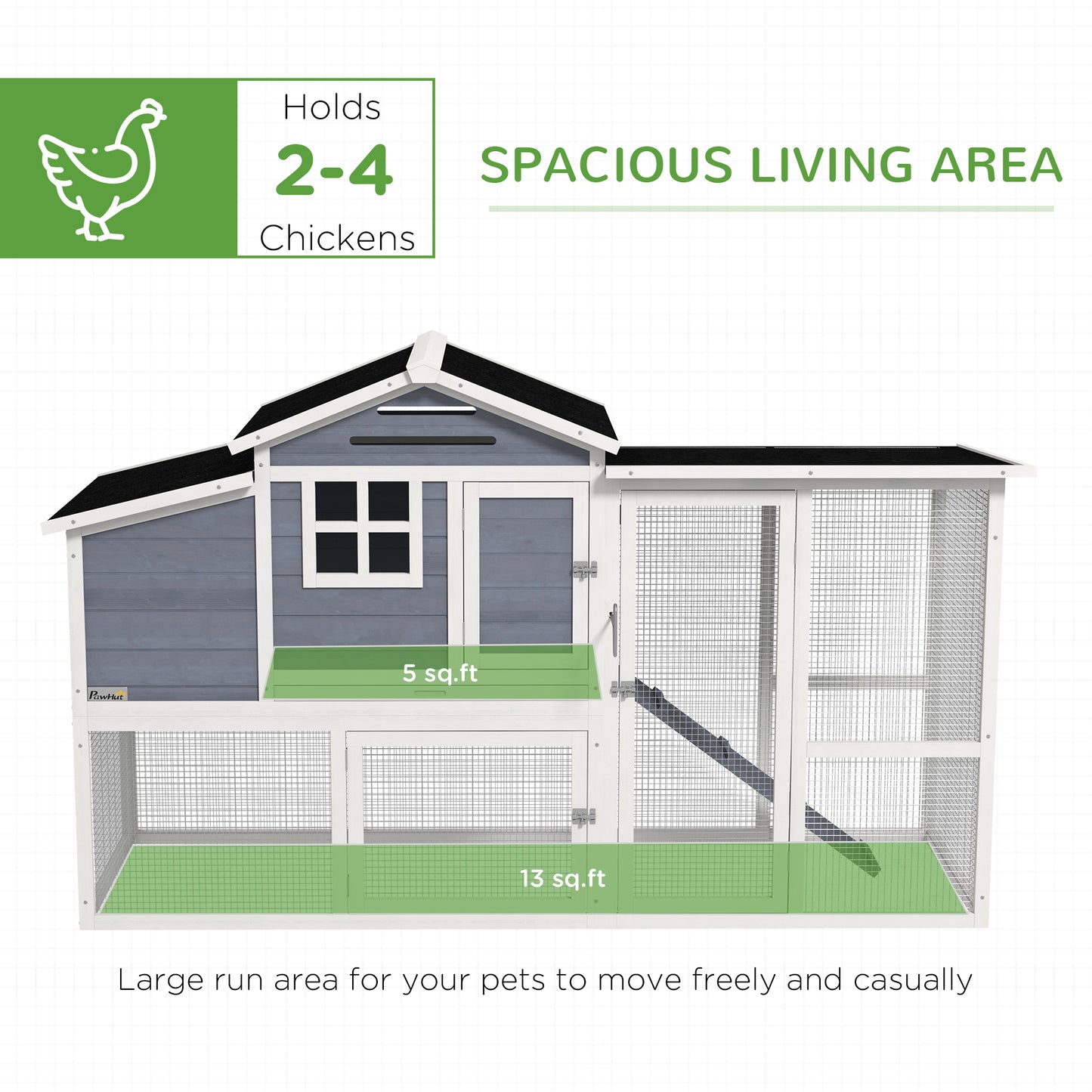 76" Chicken Coop with Safe and Healthy Non-Polluting Materials