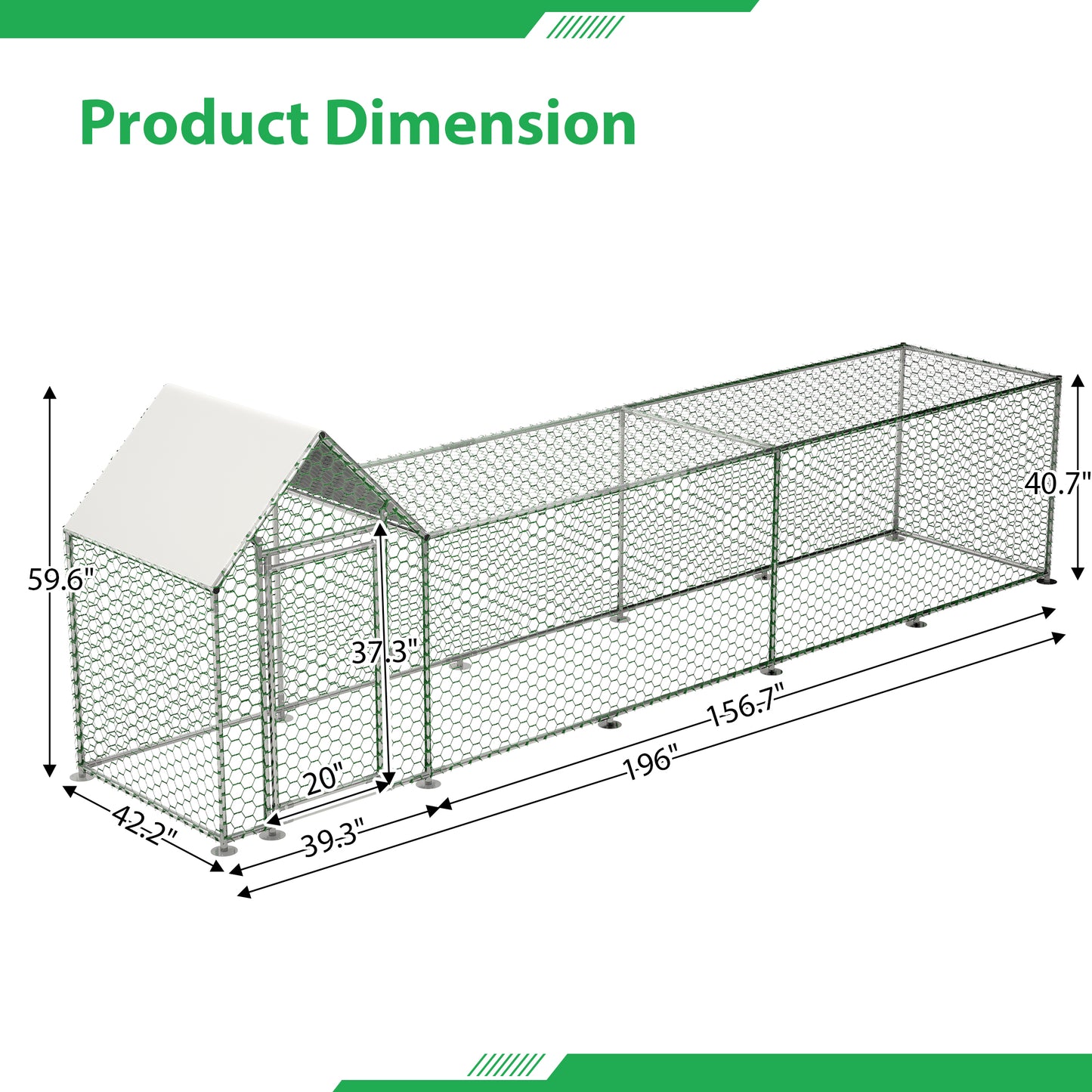 Metal Chicken Coop,Walk-in Chicken Run,Poultry Chicken Hen Pen Cage,Rabbits Duck Cages,With Cover