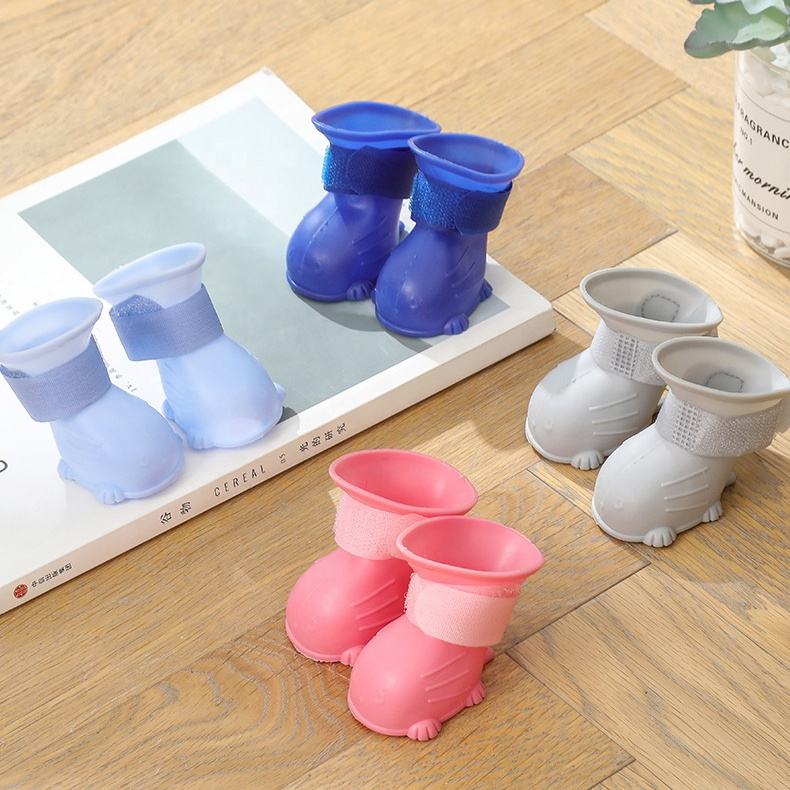 Dog Rain Boots 4Pcs Pet Dog Puppy Warm Waterproof Silicone Non-Slip Rain Boots