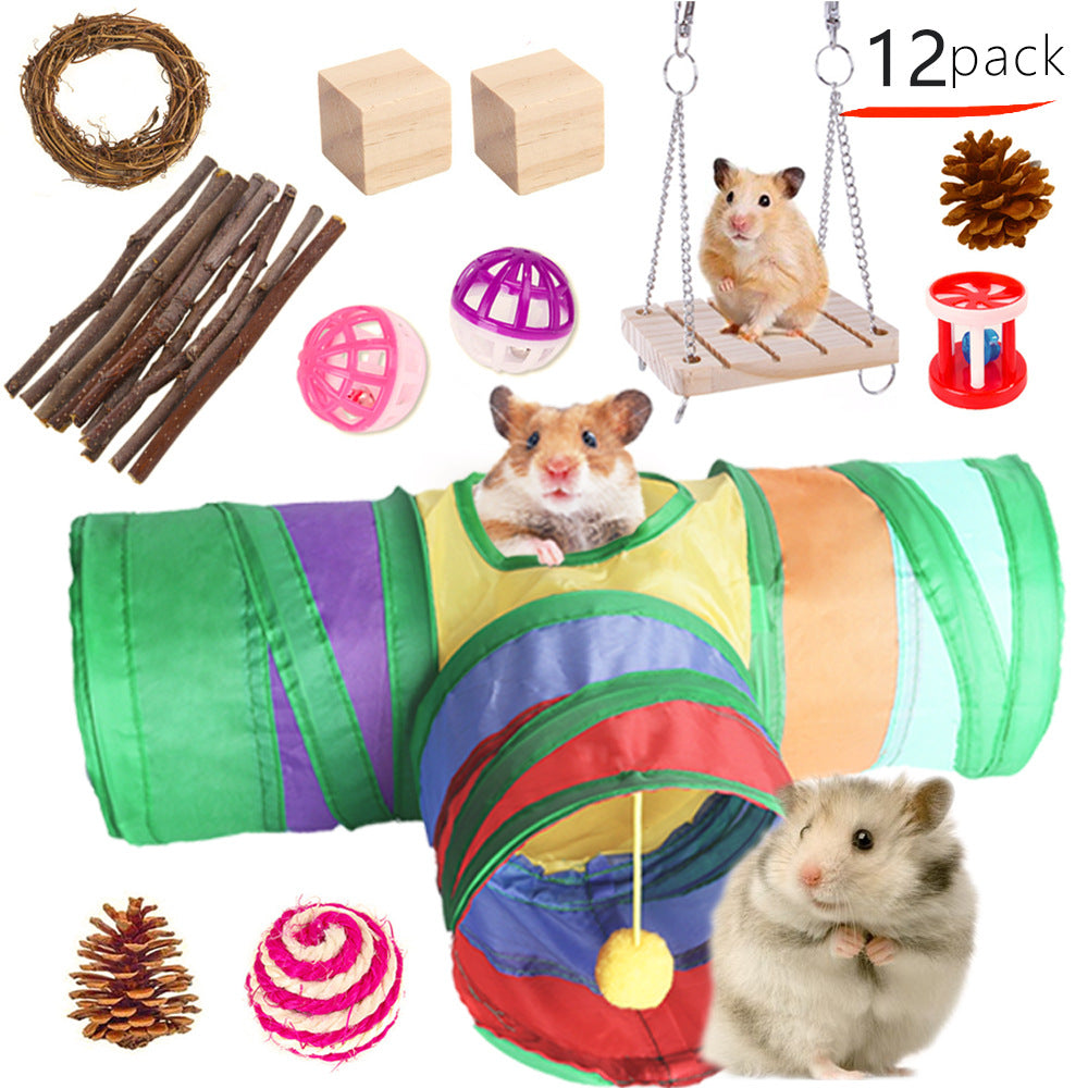 Pet Rabbit Guinea Pig Parrot Playing Molar Wooden Supplies Combination