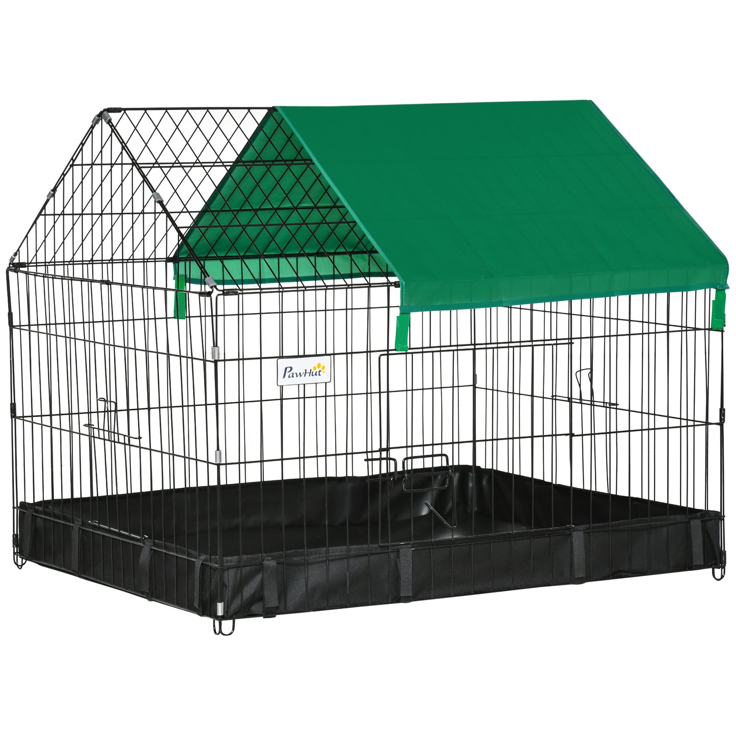 PawHut Rabbit Cage Guinea Pig Playpen Small Animal House For Kitties Puppies, W/ Water Proof Oxford Roof Floor 90 X 75 X 75 Cm