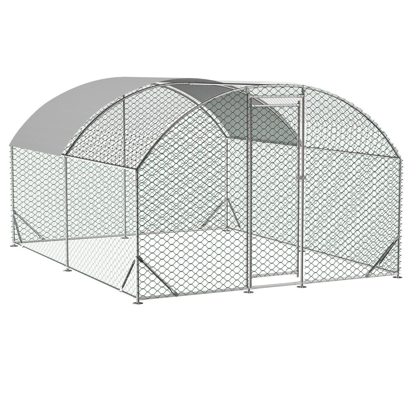 Large Chicken Coop Metal Chicken Run With Waterproof And Anti-UV Cover, Dome Shaped Walk-in Fence Cage Hen House For Outdoor And Yard Farm Use,9.84 X 13.12 X 6.56 Ft