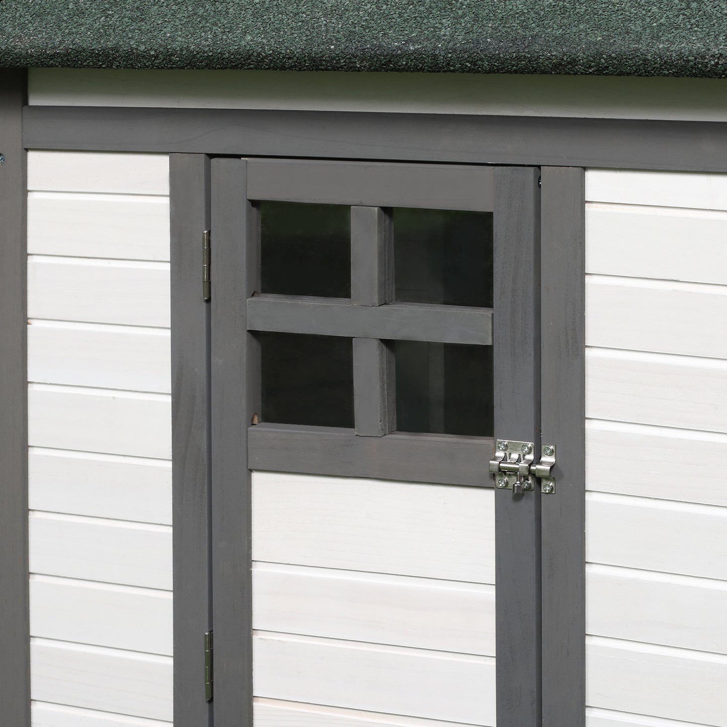 Wooden Chicken Coop 77 Inch With Weatherproof Roof Nesting Box Enclosed Run Removable Tray Outdoor Gray