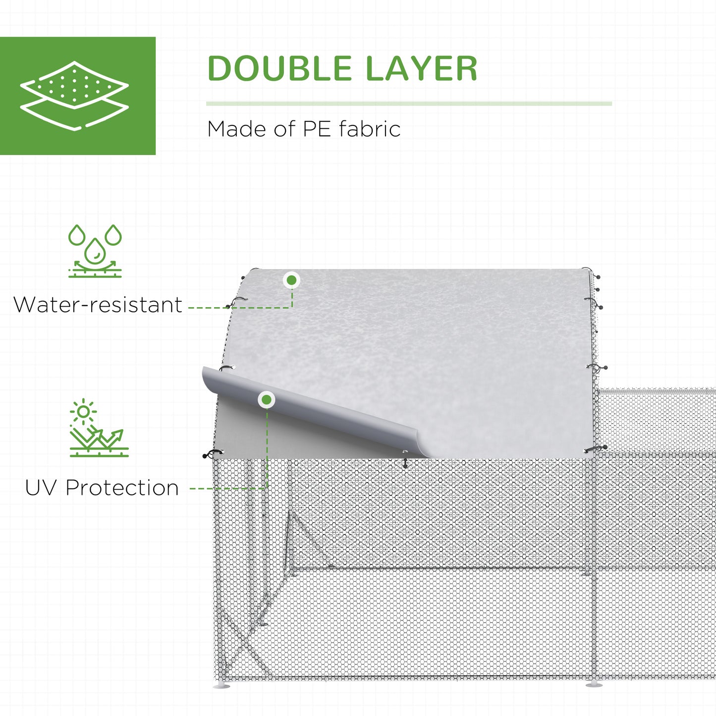 Large Chicken Coop Chicken Run for Chickens with Waterproof and Anti-UV Cover
