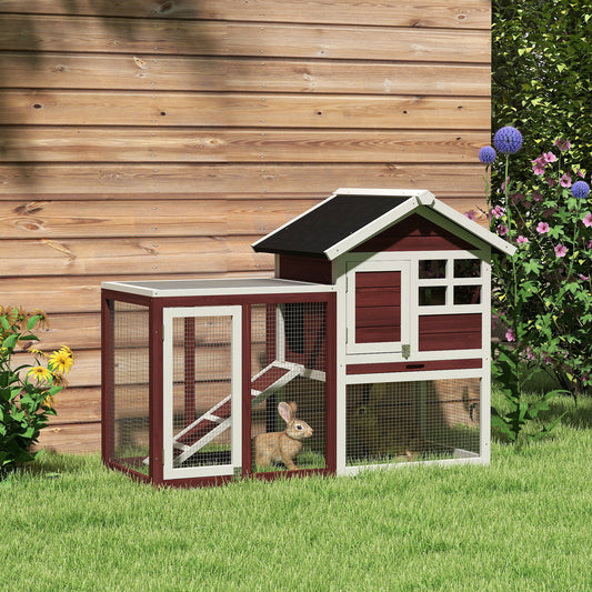 48" Rabbit Hutch Bunny Cage with Waterproof Asphalt Roof