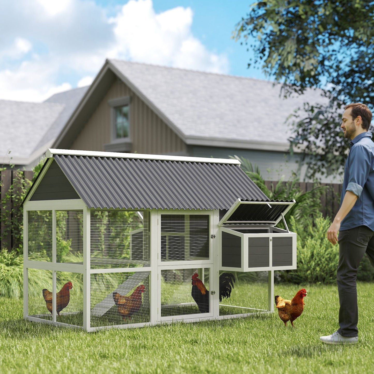 76" Chicken Coop with Safe and Healthy Non-Polluting Materials