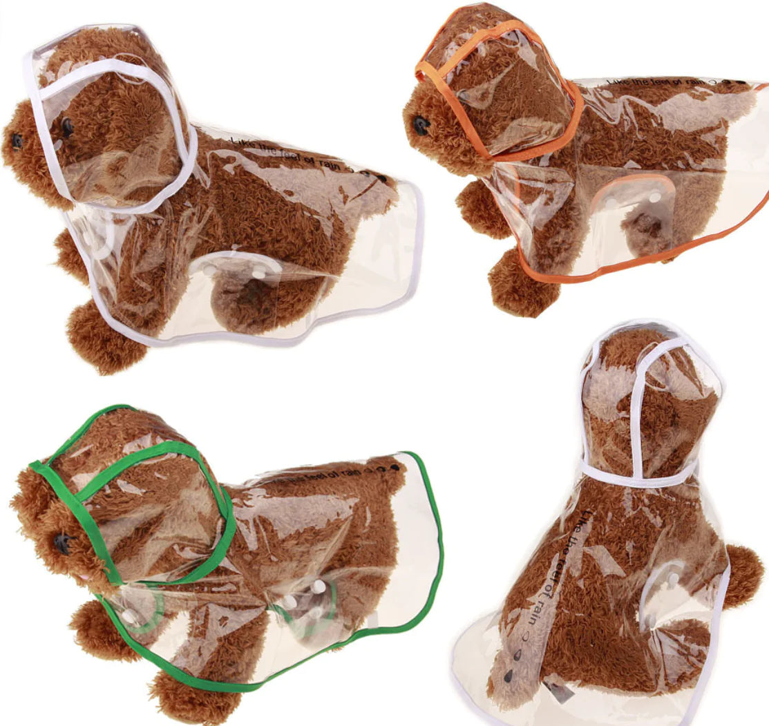 Transparent Colorful Raincoat for Dogs, Pet Accessory