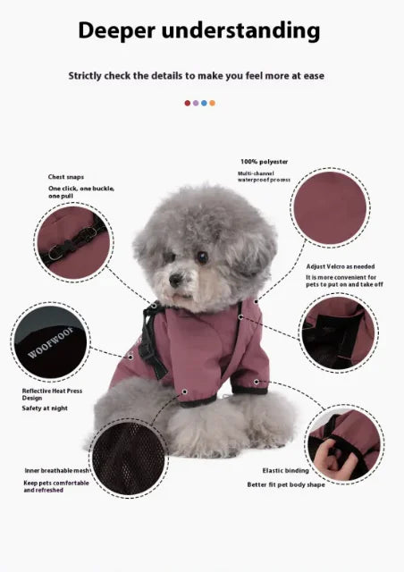 Four-Legged Waterproof Puppy Dog Raincoat Poncho