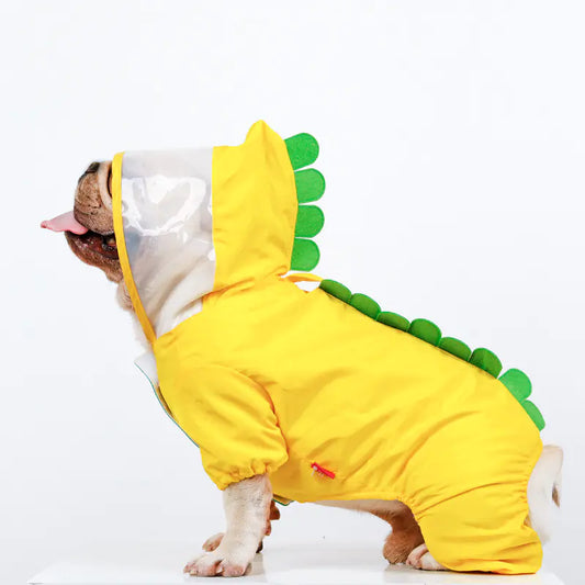 Yellow Waterproof Dinosaur Raincoat for Pets