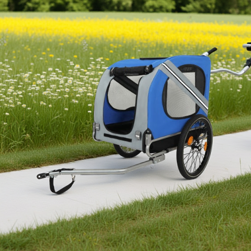Large Folding Bike Trailer For Dogs  120LB Capacity All-Terrain Pet Carrier, Durable Steel Frame For Cycling, Jogging, Camping  Outdoor Adventures