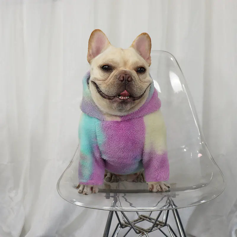 French Winter Outfit with Hoodie for Dogs, Tie-Dye Hoodie