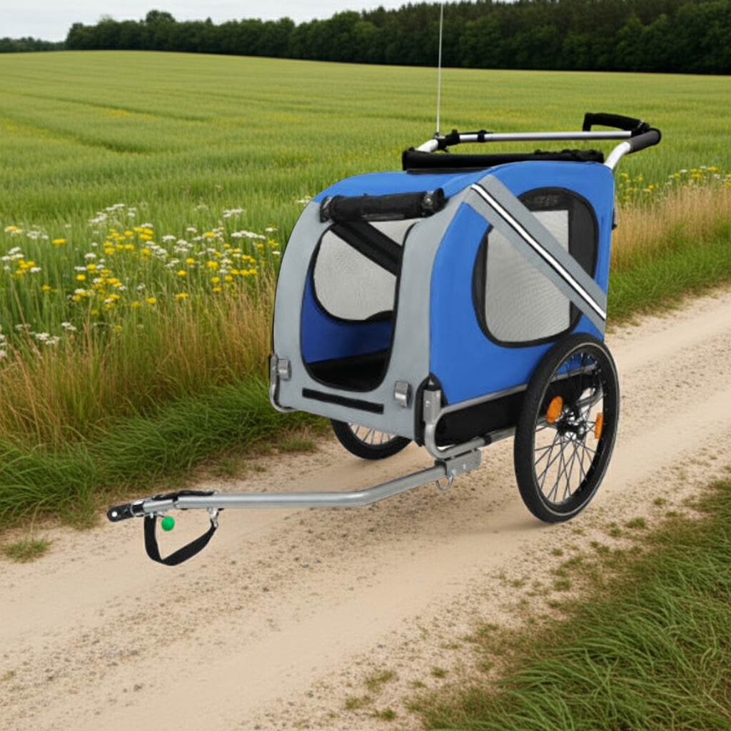 Large Folding Bike Trailer For Dogs  120LB Capacity All-Terrain Pet Carrier, Durable Steel Frame For Cycling, Jogging, Camping  Outdoor Adventures