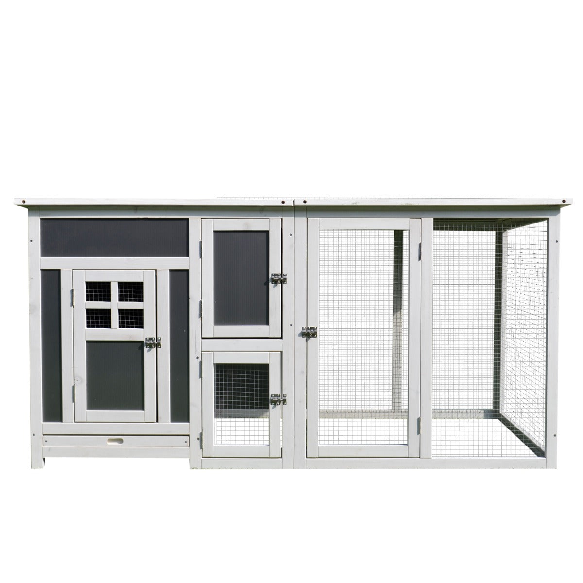 32" Luxury Large Outdoor Open Covered Chicken Coop House with Run and Nesting Box and