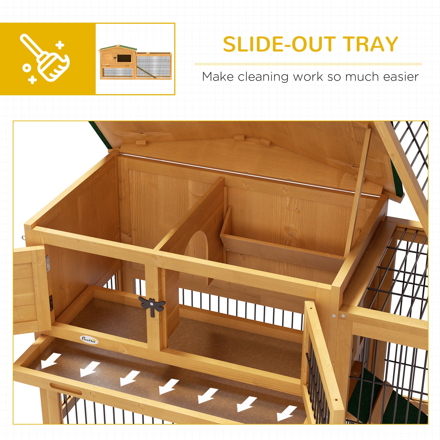 2 Level 59" Outdoor Rabbit Hutch with Openable Top