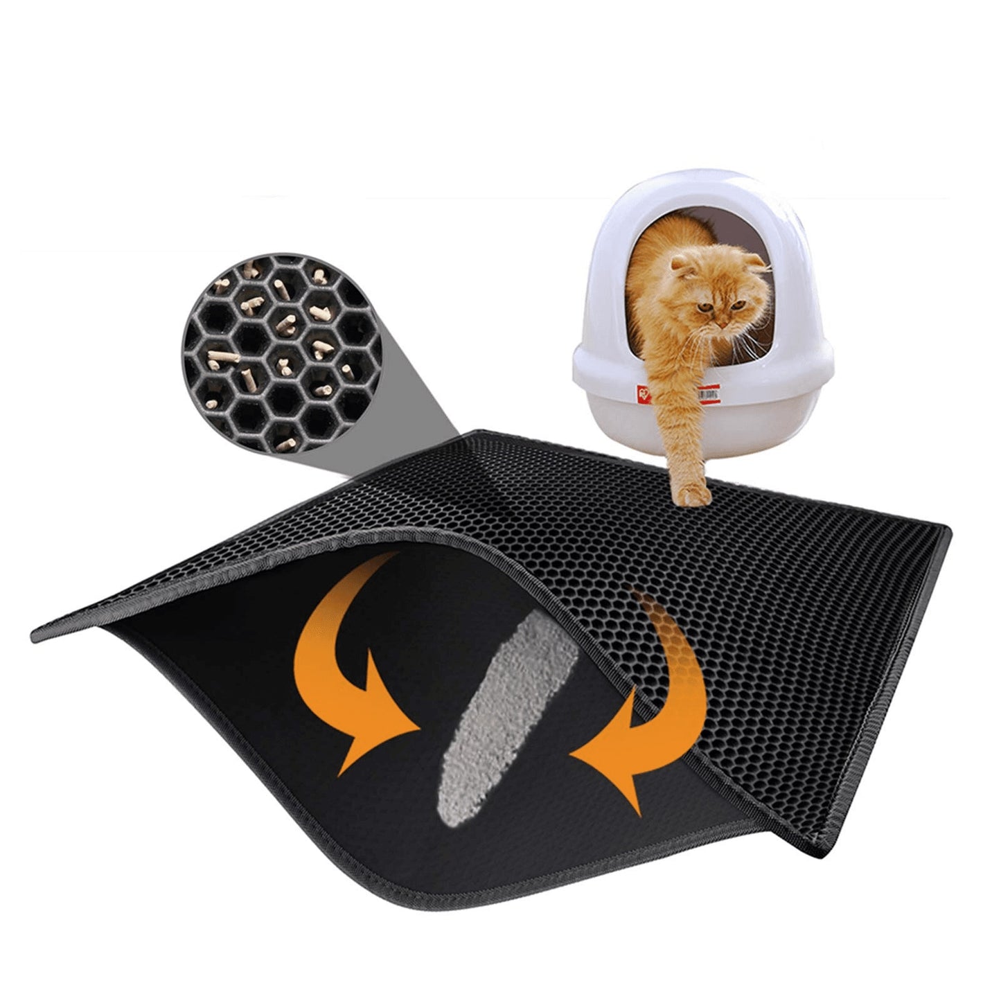 Kitty Cat Litter Mat Trapping Honeycomb Double Layer Design Waterproof Double Layer EVA Cat Litter Pad Waterproof Non-slip Sand Basin Filter