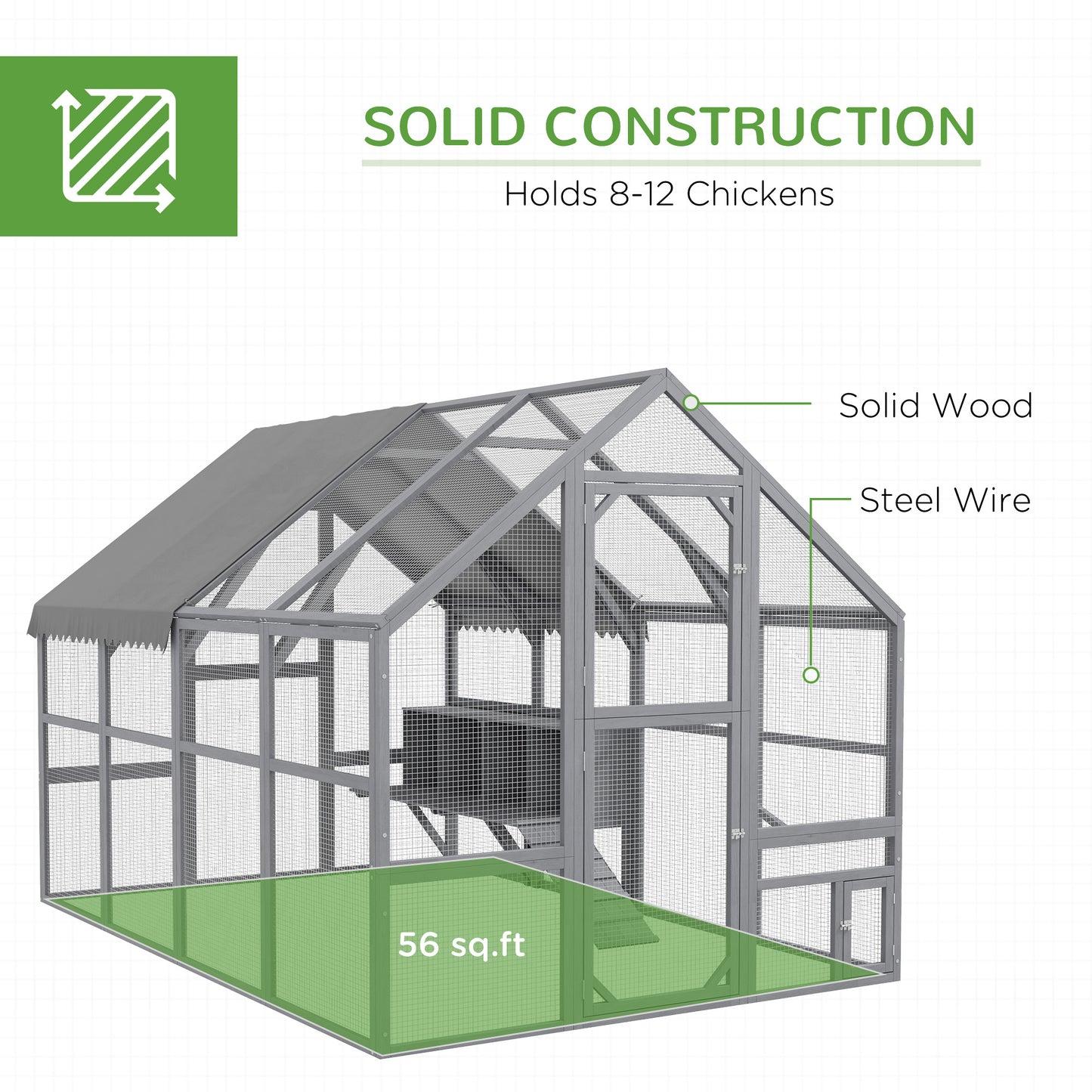 9' x 6' x 6' Large Chicken Coop with Nesting Box