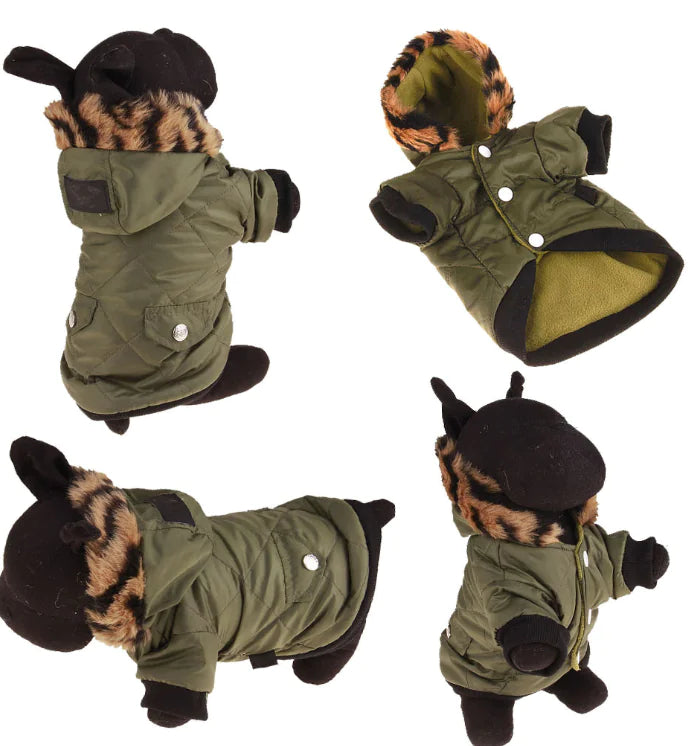 Pet Winter Coat with Fur Collar for Dogs