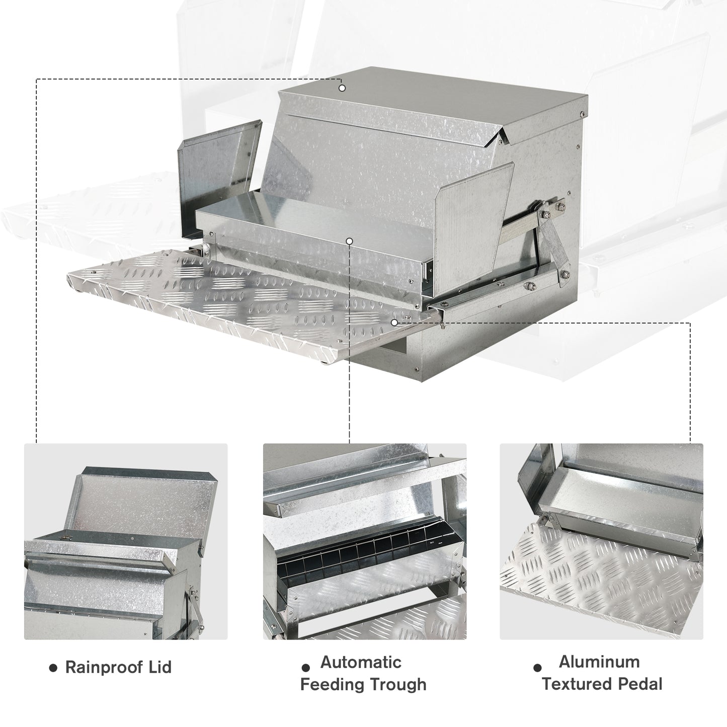 30 lbs Capacity Automatic Chicken Poultry Feeder with a Galvanized and Build
