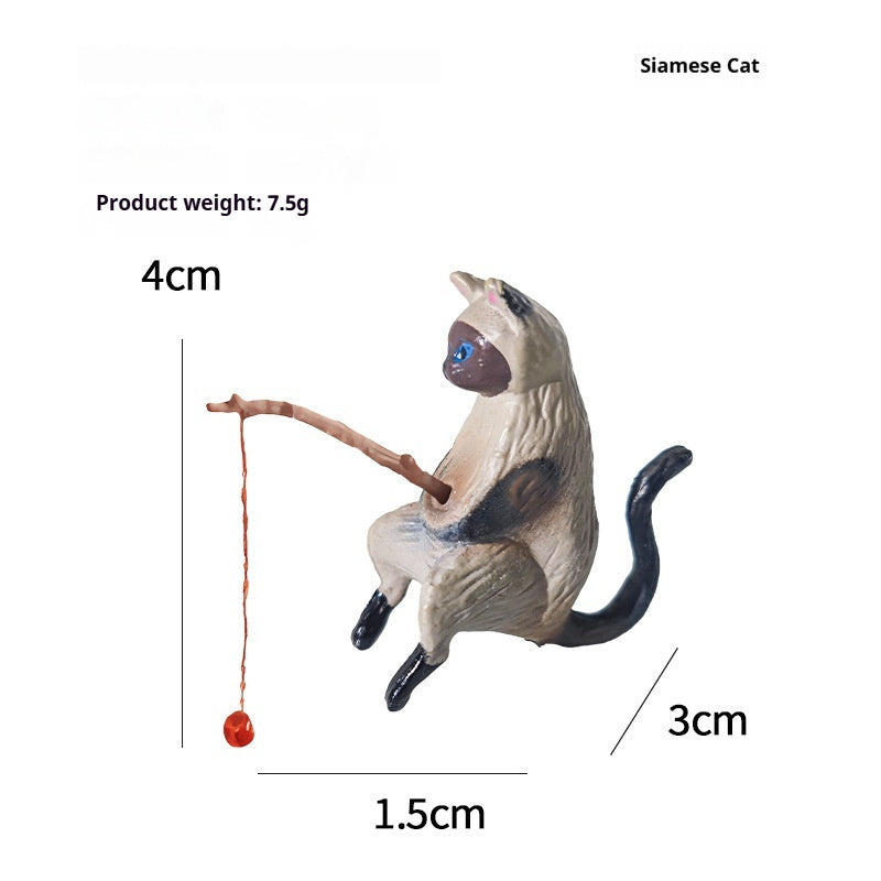 Cat Fishing Fish Tank Decoration