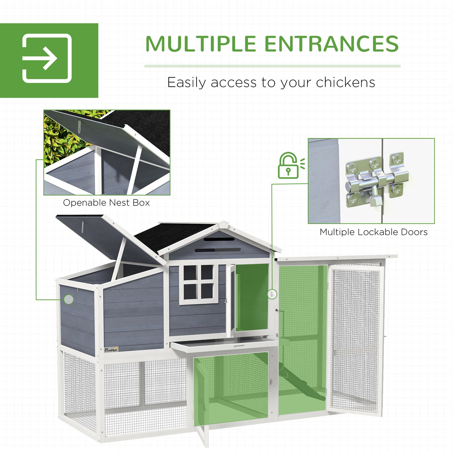 76" Chicken Coop with Safe and Healthy Non-Polluting Materials