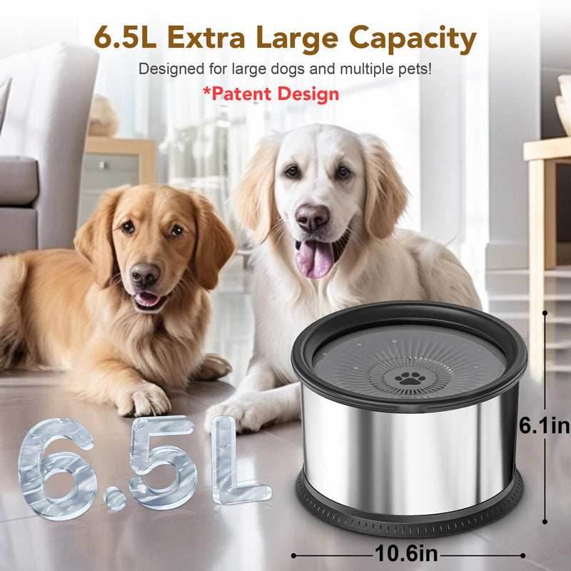 Stainless Steel Large Capacity Pet Non-slip Splash-proof Water Bowl