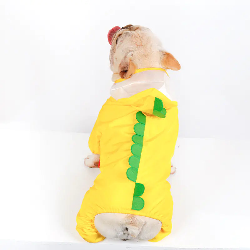Yellow Waterproof Dinosaur Raincoat for Pets