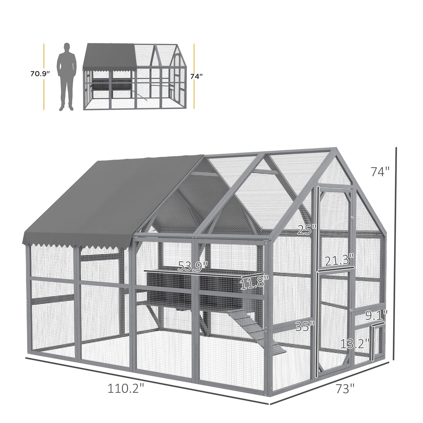 9' x 6' x 6' Large Chicken Coop with Nesting Box
