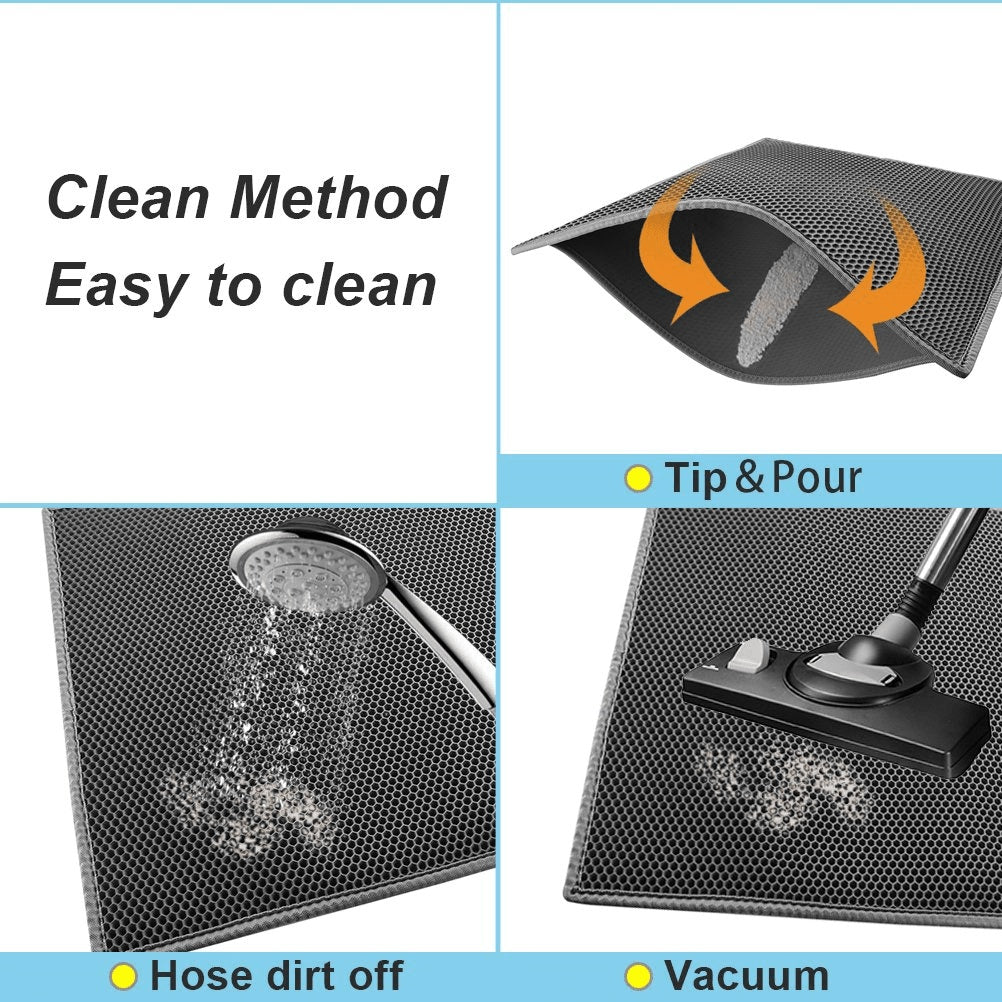 Kitty Cat Litter Mat Trapping Honeycomb Double Layer Design Waterproof Double Layer EVA Cat Litter Pad Waterproof Non-slip Sand Basin Filter