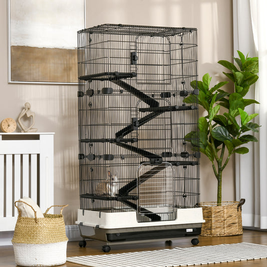 6-tier Platform Rolling Small Animal Rabbit Cage with a Large Living Space