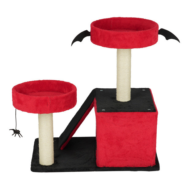 Halloween Cat Climbing Frame Gothic Cat Tree, Cat Tower With Spacious Cat Condo, 2 Padded Perches, Spider Toy, Scratching Posts, Scratching Ladder