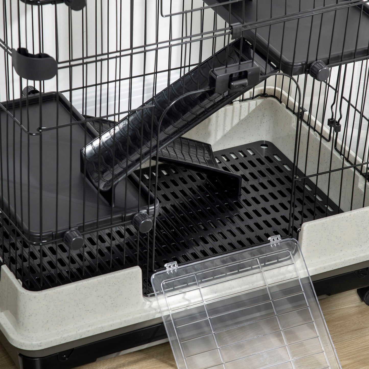 L 4-Level Small Animal Cage Rabbit Hutch with Universal Lockable Wheels