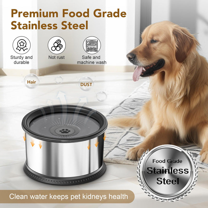 Stainless Steel Large Capacity Pet Non-slip Splash-proof Water Bowl