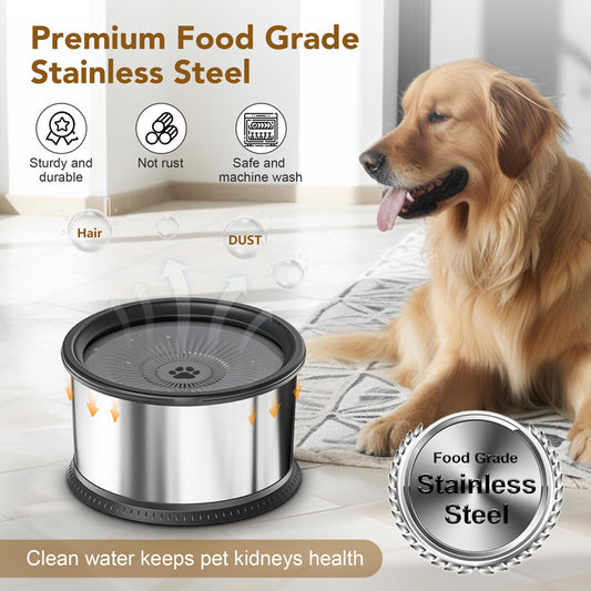 Stainless Steel Large Capacity Pet Non-slip Splash-proof Water Bowl