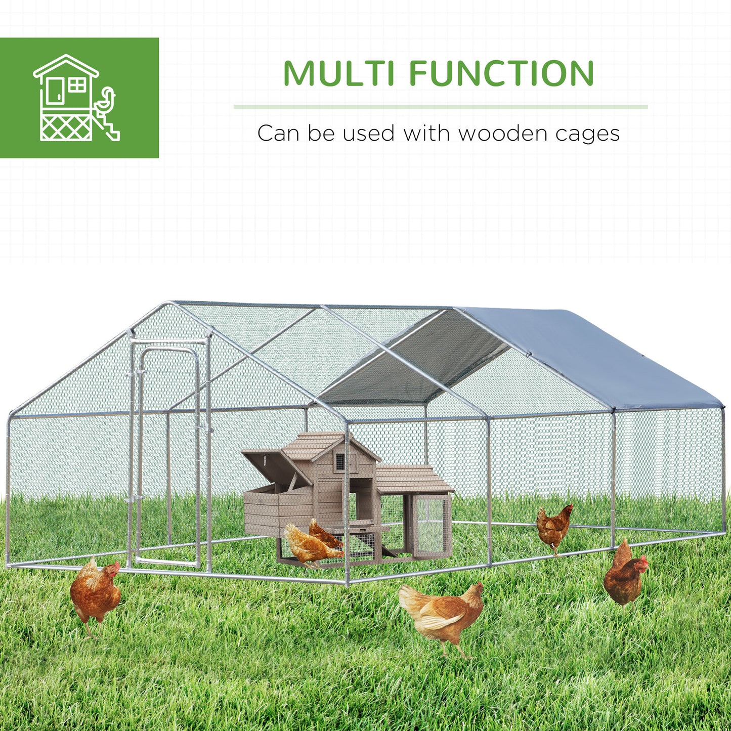 Large Chicken Coop Chicken Run with Waterproof and Anti-UV Cover
