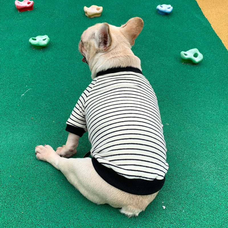 Striped Cotton T-shirt Small Dog  Cat Two-legged Shirt