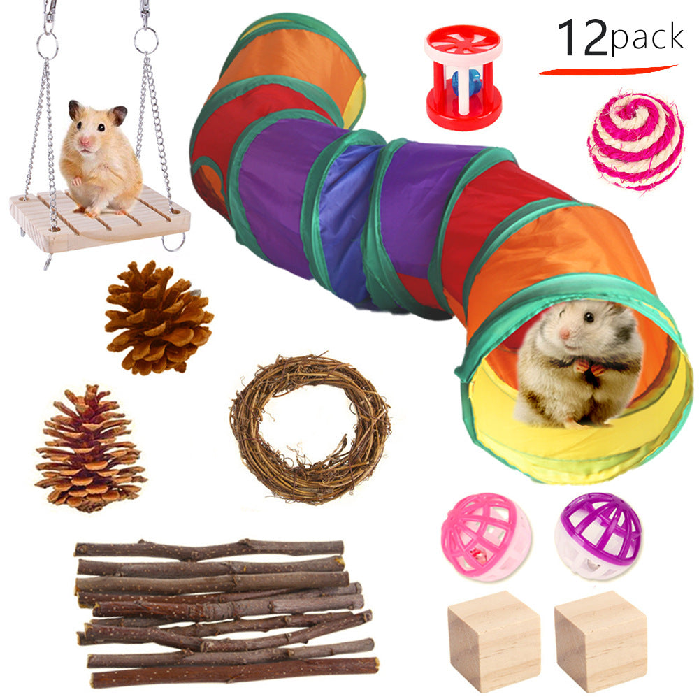 Pet Rabbit Guinea Pig Parrot Playing Molar Wooden Supplies Combination
