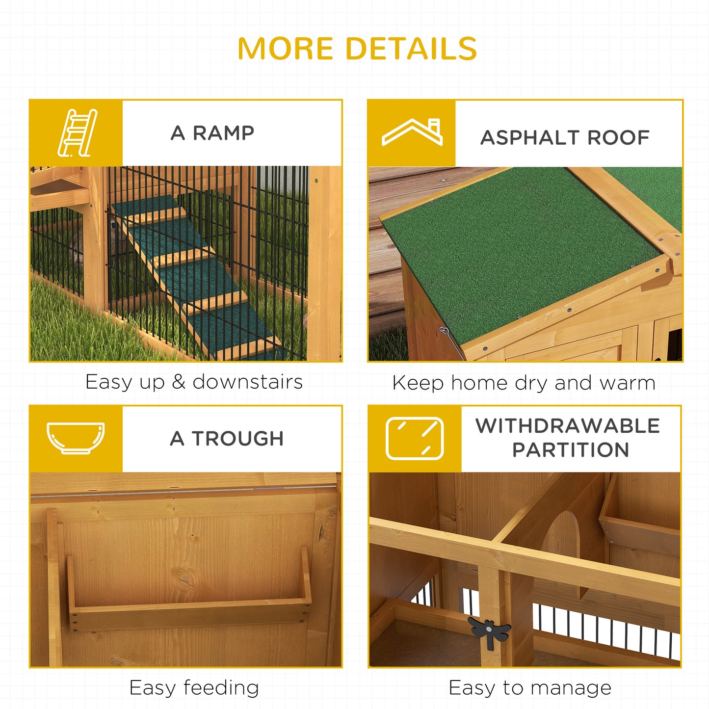 2 Level 59" Outdoor Rabbit Hutch with Openable Top