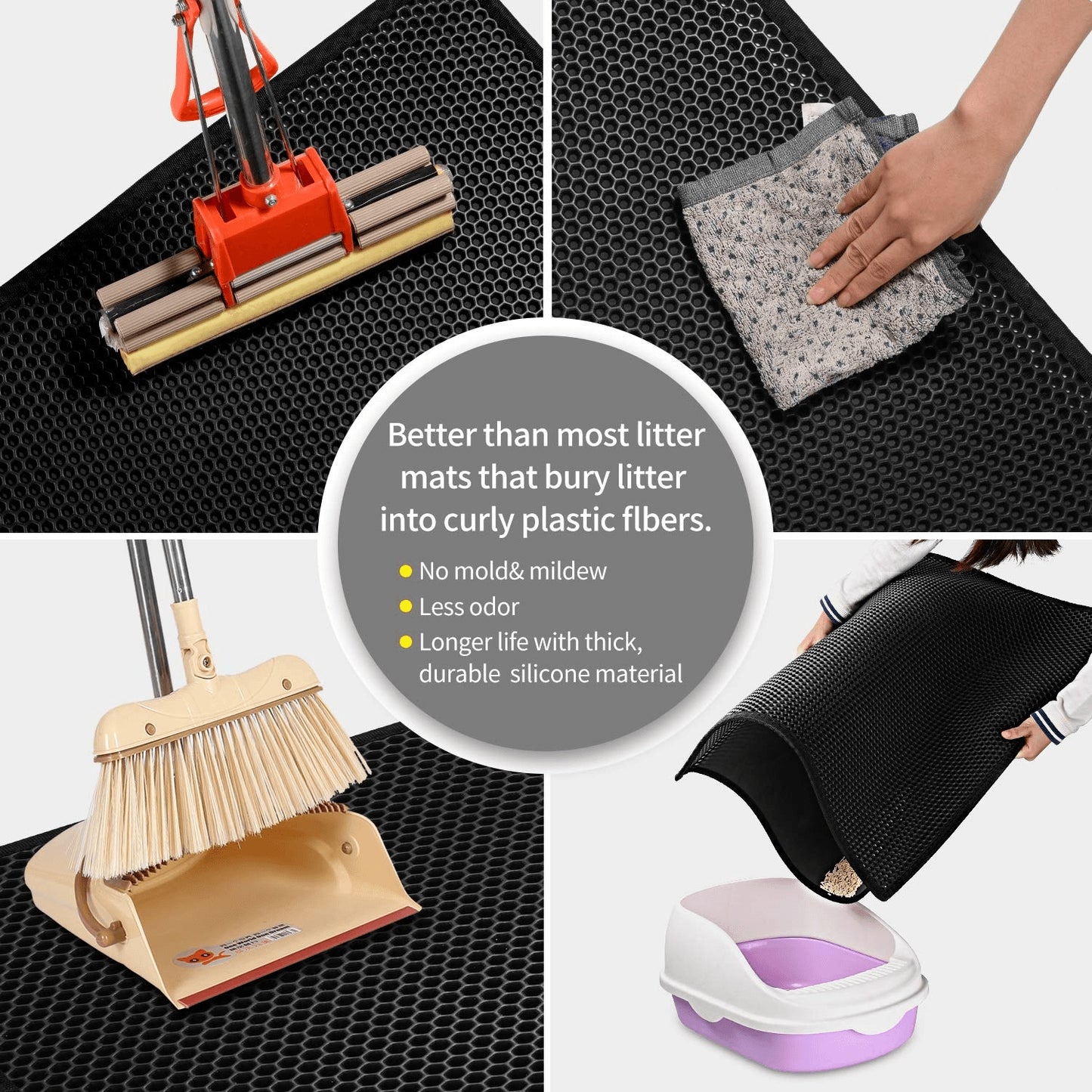 Kitty Cat Litter Mat Trapping Honeycomb Double Layer Design Waterproof Double Layer EVA Cat Litter Pad Waterproof Non-slip Sand Basin Filter