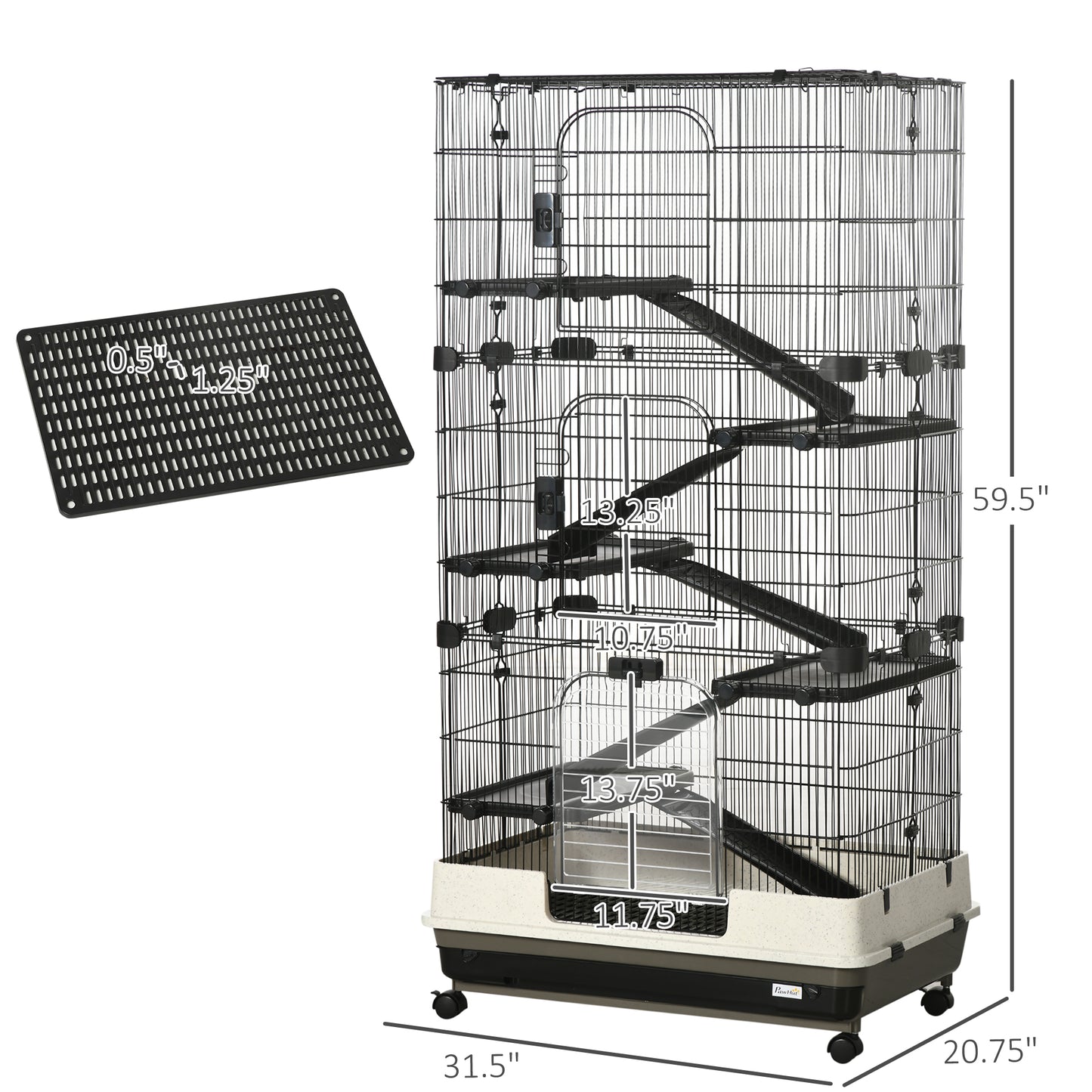 6-tier Platform Rolling Small Animal Rabbit Cage with a Large Living Space