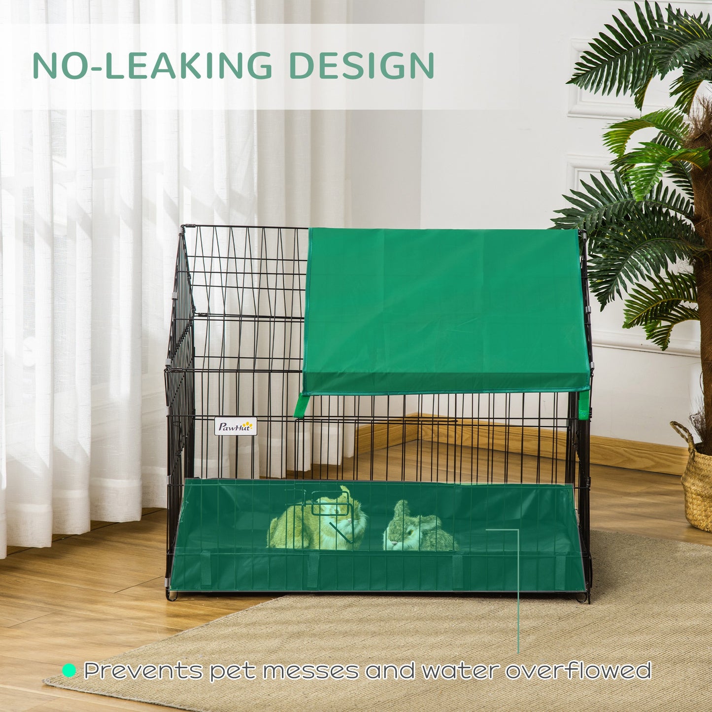 PawHut Rabbit Cage Guinea Pig Playpen Small Animal House For Kitties Puppies, W/ Water Proof Oxford Roof Floor 90 X 75 X 75 Cm